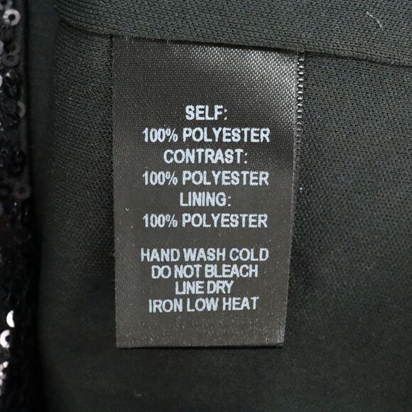 Lulus Dress Womens Large Black Sequins Lined Ruffle Sheer Back Side Zip Deep V - Picture 10 of 13